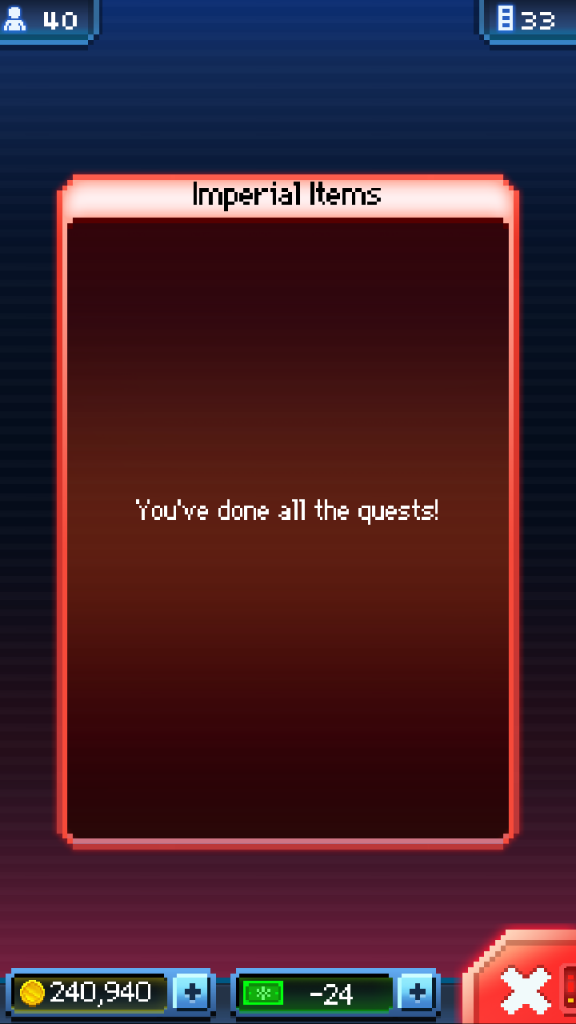 Done all the quests?! So half of my levels are obsolete before their first use. Great.